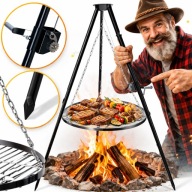 PALENISKO OGRODOWE TRÓJNÓG GRILL RUSZT STALOWY NA OGNISKO 80cm DUŻE SOLIDNE
