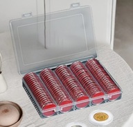 Kapsle na monety 30 mm zestaw 100 szt kapsel oringi w pudełku - CZERWONY