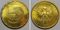 5 zł złotych 1988 MENNICZY st. 1 z rolki bankowej PIĘKNE