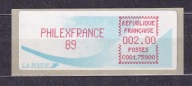 FRANCJA** Znaczki z automatu, wystawa PXILEXFRANCE'89 Mi 10