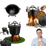 KOCIOŁEK ŻELIWNY GARNEK MYŚLIWSKI WĘGIERSKI PIECZONKI 8L NA OGNISKO GRILL