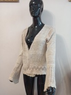 STELLA NOVA sweter wdzianko ażurowe wełna 38/40