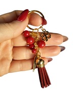 018 Oryginalny BRELOK bordowy do kluczy, do torebki