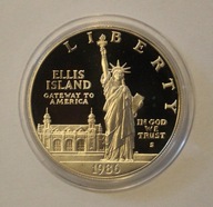 USA 1 $ DOLAR 1986 "S" ELLIS ISLAND - STATUA WOLNOŚCI + CERTYFIKAT, ŁADNY