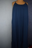 PIĘKNA SUKIENKA DŁUGA LETNIA GRANATOWA NA RAMIĄCZKA Z KIESZENIAMI NOWA_48