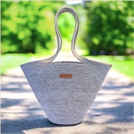 Szary koszyk miejski melanż na ramię shopper na wiosnę lato torba do pracy