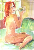 =Obraz=AKT =akwarela=kobieta=Joanna MAŁOSZCZYK