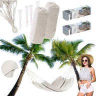 ZESTAW 2X HAMAK OGRODOWY DUŻY BOHO BEZ STELAŻA MOCNY 150KG 240CM BEŻ