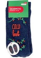 Świąteczne Skarpetki zimowe z napisem na prezent antypoślizgowe granatowe