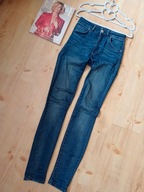 never denim s 36 spodnie dżins rurki niebieskie granatowe ze średnim stan