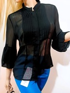 RISOE evening czarna szyfonowa bluzka zapinana na guziki gothic sylwestra M