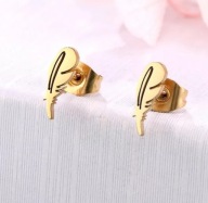 Kolczyki złote stal nierdzewna pióro piórko