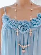 Szkło Murano różyczki, naturalne perły komplet srebro 925