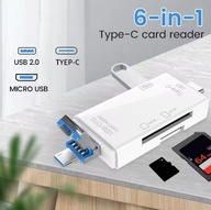 Wielofunkcyjny czytnik kart 6 w 1 Komputer Mobilny konwerter OTG