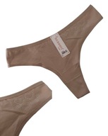 Stringi damskie beżowe bawełniane z cyrkoniami serca MEDOOSI rozmiar L