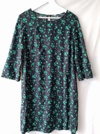 Sukienka czarna, prosta, w zielone kwiatki - 42/44