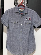 5 Koszula L.O.G.G popiel subtelna szara krata len bawełna 2kieszenie 12 lat