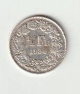 Szwajcaria 1/2 franka 1934 srebro 0.835