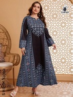 Hit !_NOWA czarna WYSZCZUPLAJĄCA sukienka maxi_ORYGINALNY motyw_lycra_r.52