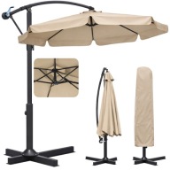 PARASOL ogrodowy DUŻY SKŁADANY SOLIDNY z WYSIĘGNIKIEM i FALBANĄ + POKROWIEC