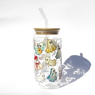 Szklany kubek z pokrywką i słomką 550ml Taylor Swift Duszki Halloween