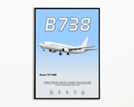 Plakat cyfrowy Boeing 737-800 B738 Samolot Lotnictwo Do druku A4 PNG