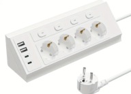 Listwa zasilająca narożna 8 wejść 4 usb biała, przdlużacz
