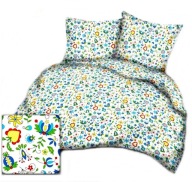 pościel z flaneli 160x200 + 2x70x80 guzik F 95 Kaszuby białe