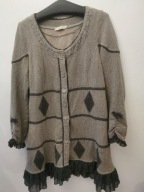 SUKIENKA DZIANINOWA CREAM M\L BOHO HIPPIE OVERSIZE