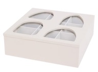 Pudełko do przechowywania herbaty 9 przegródek czarne 23x23x7,3cm biały