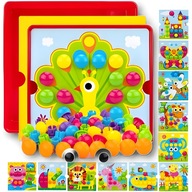 Układanka edukacyjna mozaika guzikowa 58 el. kreatywna Montessori