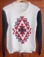 Sweter damski dłuższy tył aztecki motyw 40