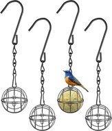 KARMNIK DLA PTAKÓW DUŻY WISZĄCY NA BALKON METALOWY NOWOCZESNY KULE 4 SZTUKI