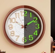 Zegar ścienny 30 cm retro brąz PIKOY cichy bez tykania świecący