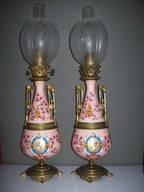 REZERWACJA--[@3c] Muzealna Para Salonowych Lamp Naftowych XIXw