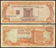BNA - DOMINIKANA 100 Pesos Oro 1988 A 053180 N # P128a # F+