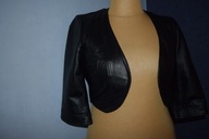 Piękne Bolerko skórzane skóra naturalna prawie nowe czarne _40