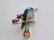 UROCZA BROSZKA EMALIA CYRKONIE PTASZEK