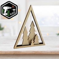 Drewniana Ozdoba Świąteczna – Choinki i Bałwanek – baza DIY