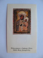 WELON POTARTY O CUDOWNY OBRAZ MATKI BOŻEJ JASNOGÓRSKIEJ ŚW.OBRAZEK-RELIKWIA