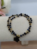 Blueberry bransoletka na gumce naturalne kamyczki - złoty miś stylowa