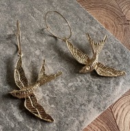 Piękne oryginalne długie kolczyki Jaskółki Jaskółka Koła