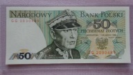 50 zł 1988 ,seria GG 2030489,stan UNC