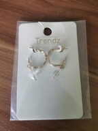 KOLCZYKI TRENDZ KOMPLET ELEGANCKIE KOŁA KOLOR ZŁOTY WISZĄCY KRYSZTAŁEK