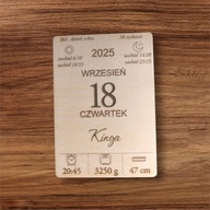 METRYCZKA DZIECKA / KARTKA Z KALENDARZA 12x17 sklejka