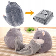 PLUSZAK Z KOCYKIEM 3W1 MASKOTKA, PODUSZKA I KOC 160x110cm IEDALNY PREZENT