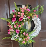 Wianek wieniec wiklinowy na drzwi ozdoba wiosna kwiaty premium 40 cm