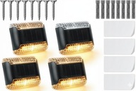 4x SOLARNA LAMPKA SCHODOWA - CZARNA + akcesoria montażowe Biały Ciepły