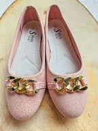 Sabana buty półbuty baleriny balerinki brokatowe róż 34