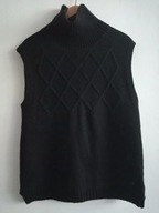 MAGGY czarny sweter Doskonały skład wełna + wiskoza Bezrękawnik z golfem